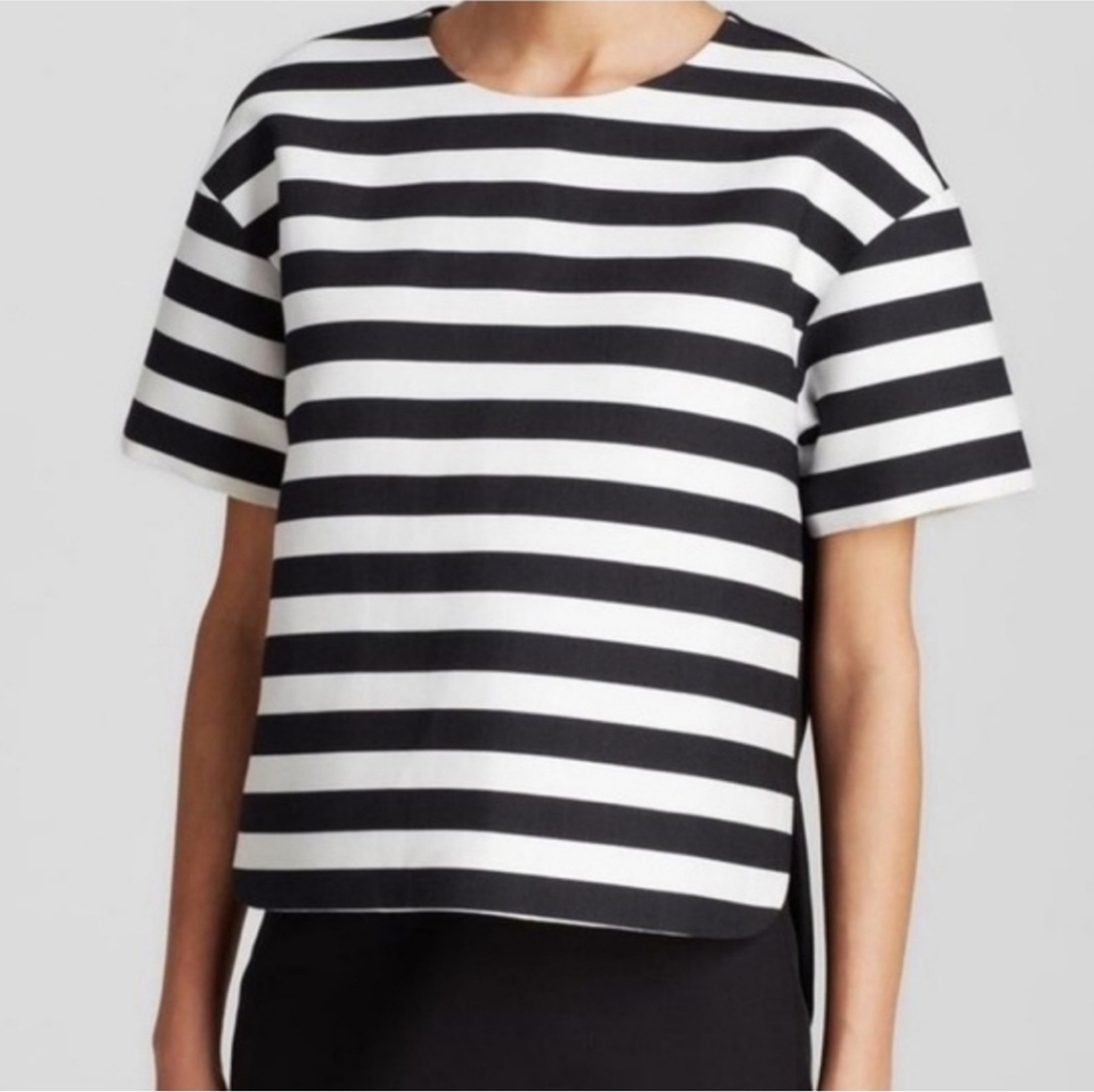 Kate Spade Live Colorfully striped top blouse gold zipper back short‎ sleeve